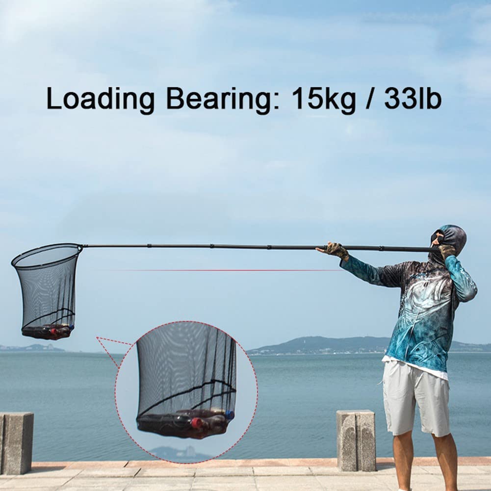Asta per guadino in carbonio Asta telescopica Dinamica Leggera Stabile Uso flessibile Maniglia per rete da pesca alla carpa Accessori per la pesca (2,1 m)