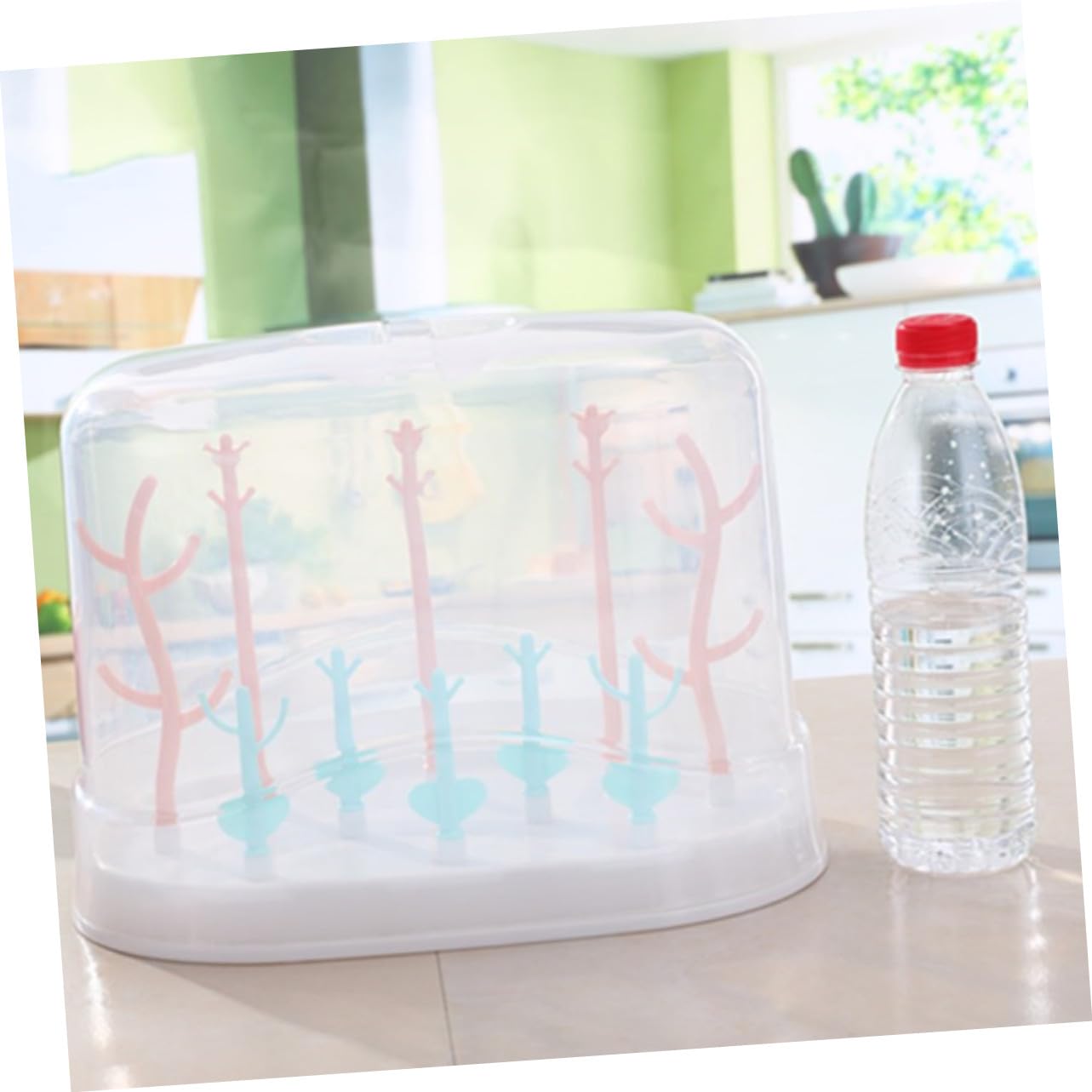 ORFOFE Séchoir à Biberons Support en PP avec Couvercle de Branches Multifonction Rangement Pratique pour Biberons et Tasses pour Mamans Organisées