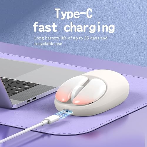 Miniatura 7 de NYIEFADA Ratón inalámbrico Bluetooth rosa, botones desmontables silenciosos, diseño ergonómico USB C recargable para manos pequeñas