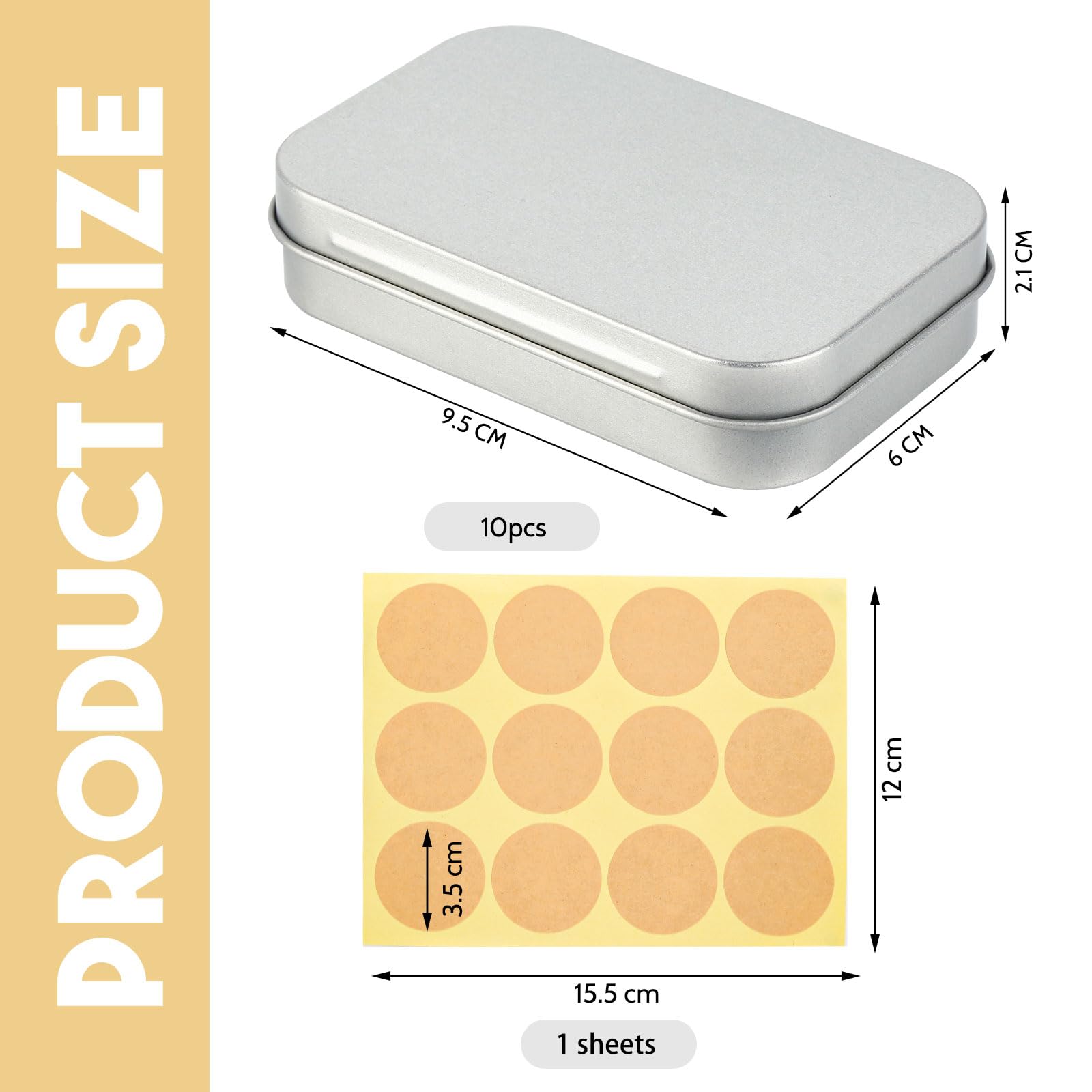 ZOCONE Set Di 10 Scatole In Metallo Con Coperchio, 95x60x21 Mm, Color Argento - Ideali Per Conservazione Piccoli Oggetti E Fai Da Te