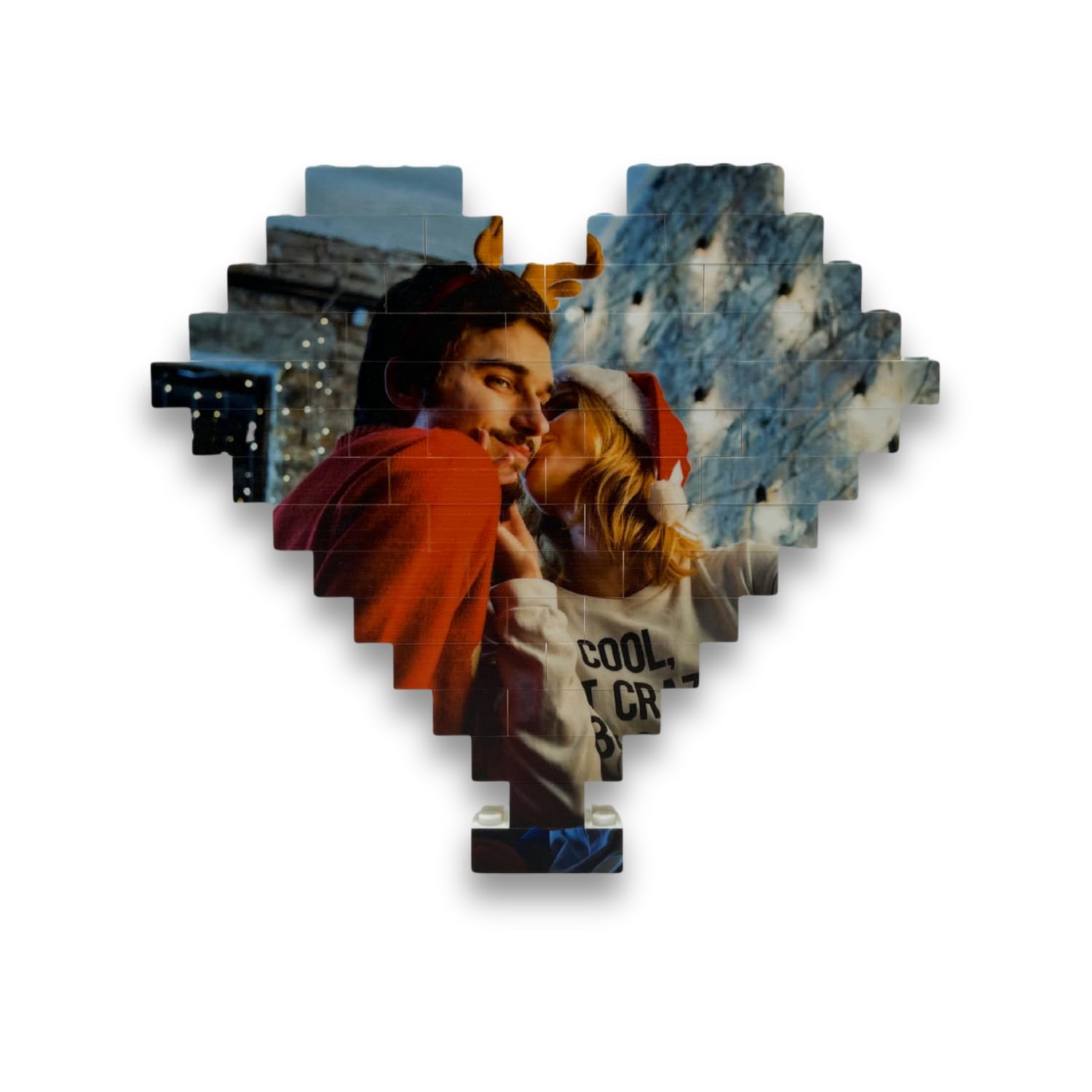 StickerLab Cuore in Mattoncini Regali Personalizzati, Made in Italy - Idea Regalo Personalizzata - Stampa Foto, Regali Personalizzabili - Festa della Mamma, Anniversario, San Valentino - 16x16cm