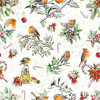 Ambiente Christmas Napkin 33cm Robins and Christmas Ornaments FSC Mix Serviettes