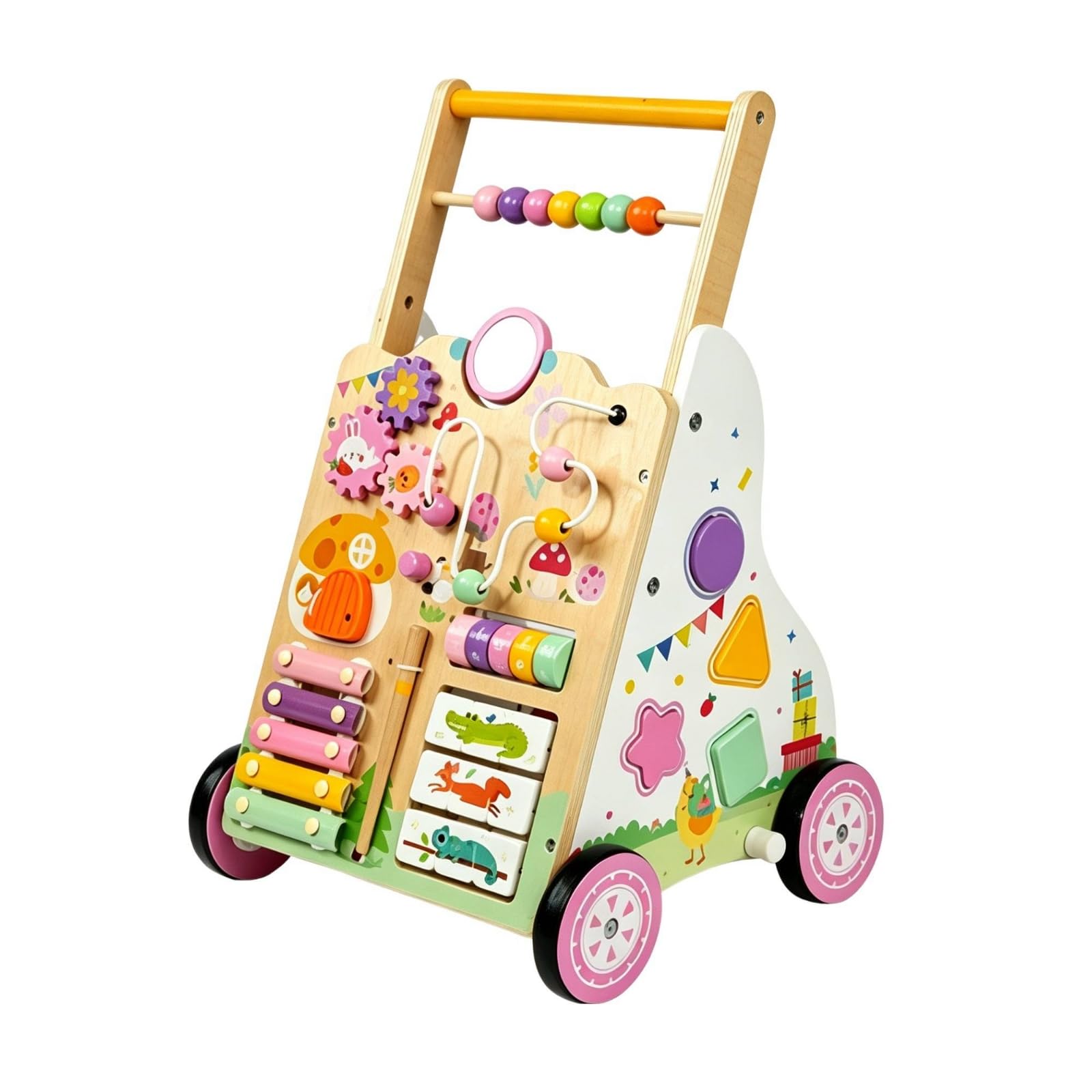 Milageto Caminador con Centro Actividades Seguro Interactivo, caminador con Tablero Actividades, sin Astillas, para Casa,