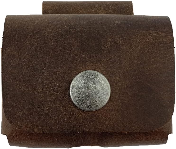 Rustic Charging Cover Compatible with AirPods Pro, Pocket Size, Bluetooth Device Case, Portable Carrying Pouch, Full Grain Leather, Handmade, Bourbon Brown
