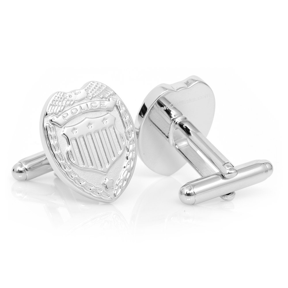Cufflinks Inc. Silver Police Badge Cufflinks