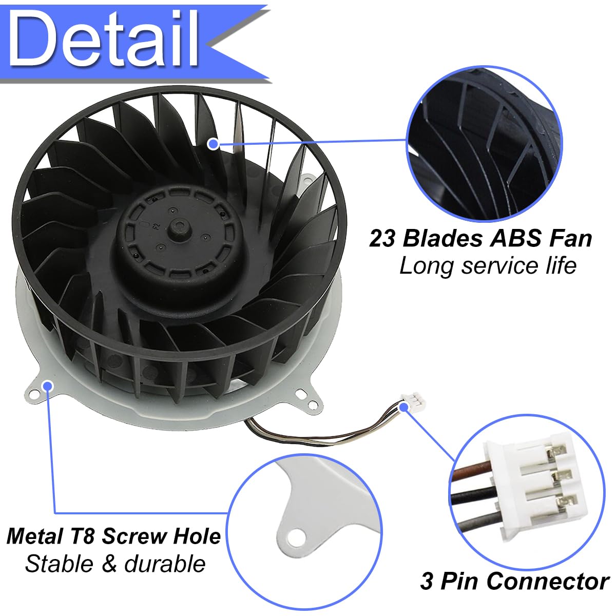 Para PS5 Ventilador de refrigeración interno 20DB 23 cuchillas 2.4A de repuesto KSB1212HGG4E Ventilador de bajo ruido para Sony Playstation 5 12047GA-12M-WB-01 General G12L12MS1AH-56J14