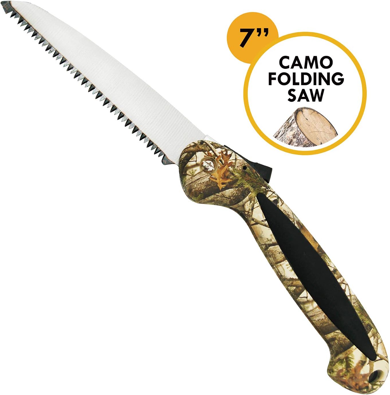 Centurion 1273 Folding Saw with Camo pattern, Hunting, Camping, Hiking, Military, Handle with Cushion for Comfort Grip (7", Camo)