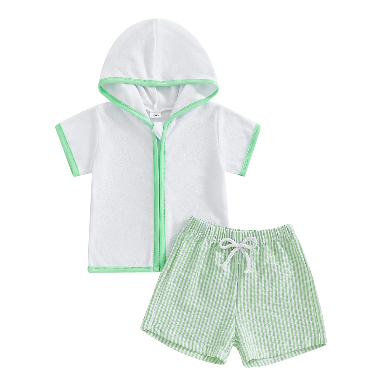 Kids Baby Boy Girl Swim Cover Up Toddler Swim Trunks and Short Sleeve Coverup Beach Bathing Suit Swimwear