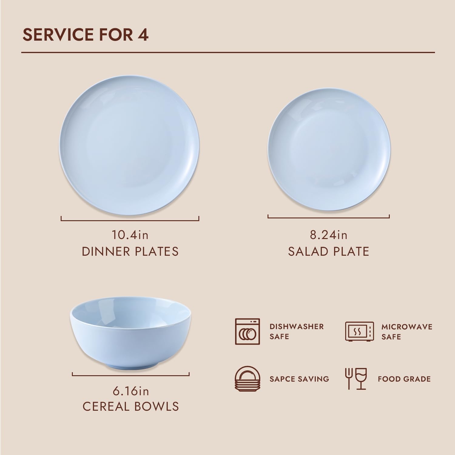 KINGSTONE Bone China Dinnerware Sets, 24-Piece Dinnerware Set for