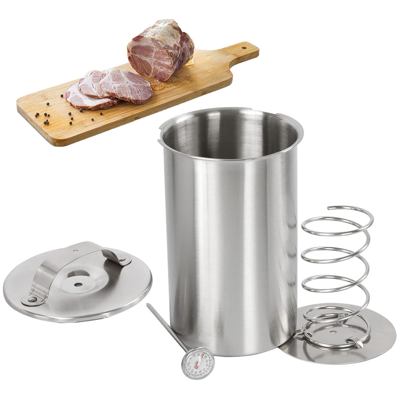 Schinkenpresse aus Edelstahl für hausgemachte Feinkostfleischpresse, mit Thermometer, perfekt für Hobbyköche und Restaurants