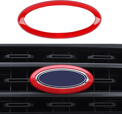 Jimen Para 2021+ F150 sin cámara de visión trasera, cubierta de anillo de emblema de rejilla frontal compatible con Ford F150 2021-2023 (fibra de