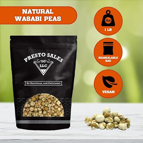 Miniatura 2 de Presto Sales Wasabi Peas White 16 oz.  Delicioso, Munchy, sabroso, emocionante, vegano  Ensalada favorita para todas las edades, gran pérdida de