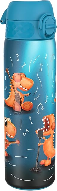 Ion8 Leak Proof Slim Water Bottle, Stainless Steel, Dino Band, 600ml (20oz)