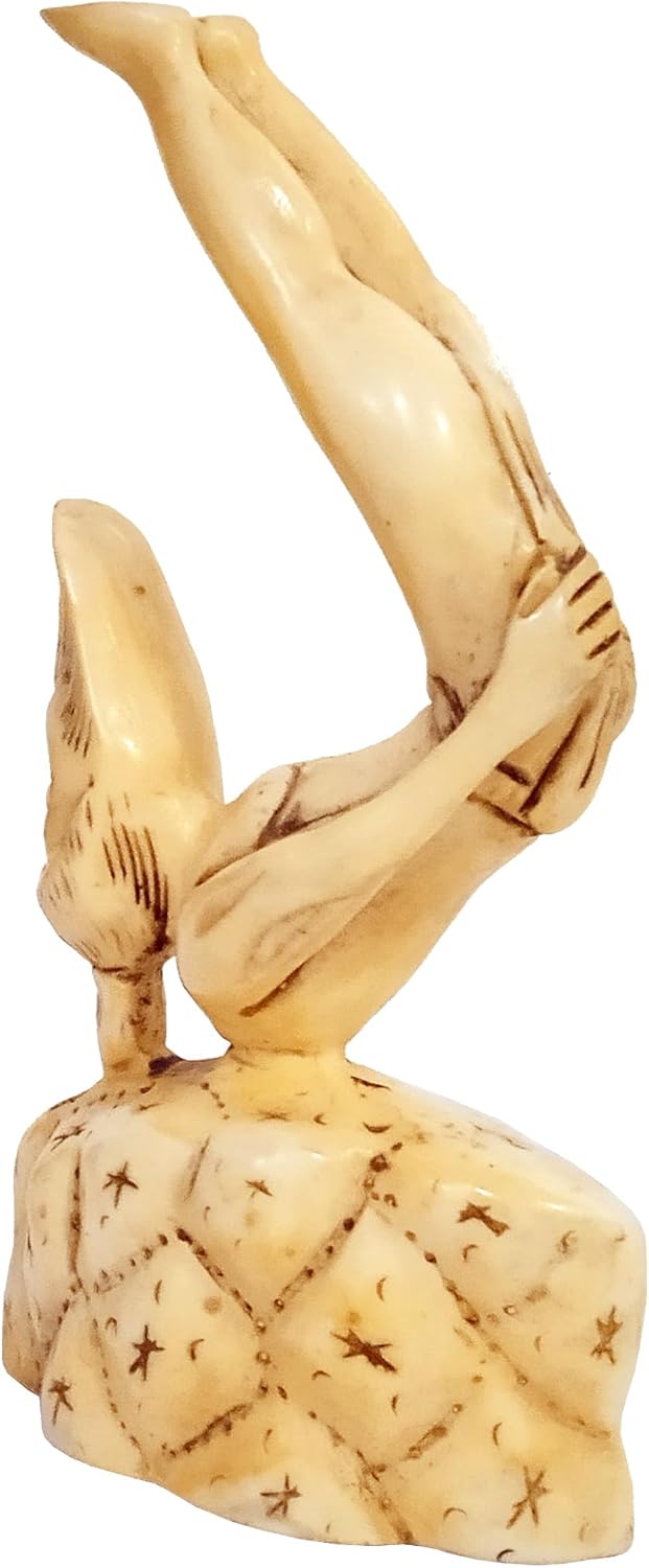 Purpledip Resin Statue Yoga Guru in Sarvangasana Halasana Leg Up Stretch Exercise Pose: Stone Finish Decor Gift (11787A)