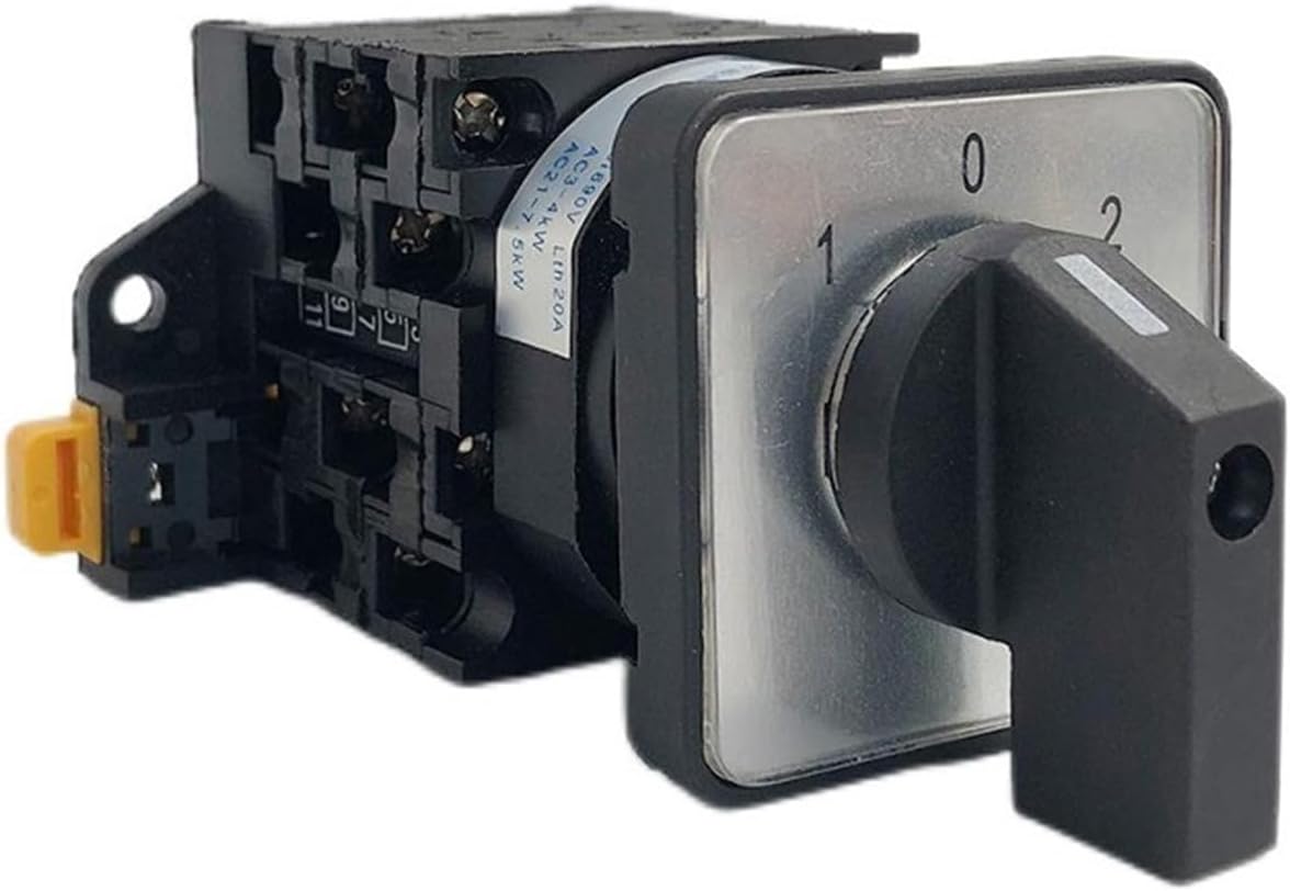 3 Pole Manual Cam Switch Industrial Rail YMW42-20/3 Black 20A 12 Terminal Rotary Selector