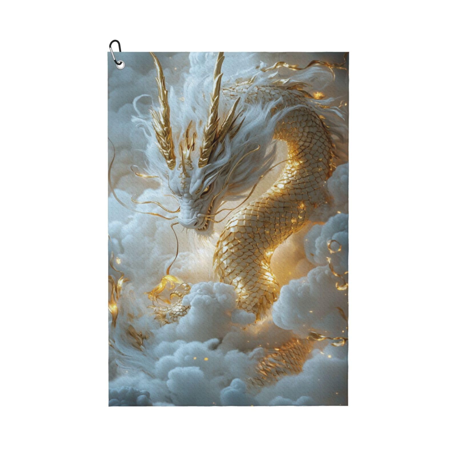 Gjieliness White Gold Dragon Premium Golf Towel, Prints Towel Golf Carts Or Clubs Accessories Golfers Gifts for Men