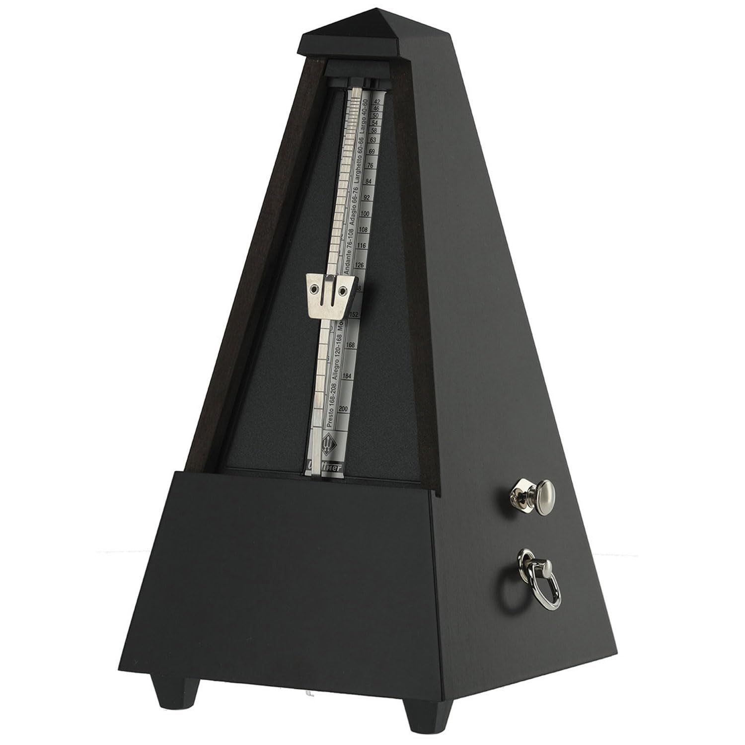 Wittner 816M - Metrónomo mecánico de madera con campana, color negro mate con gamuza de microfibra Keepdrum