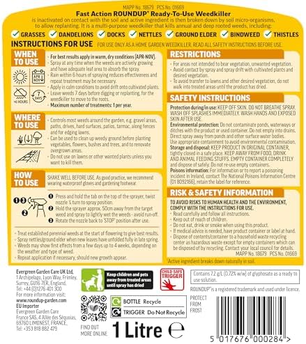 Roundup Total Fast Action Weed Killer, 1 Litre - View 4
