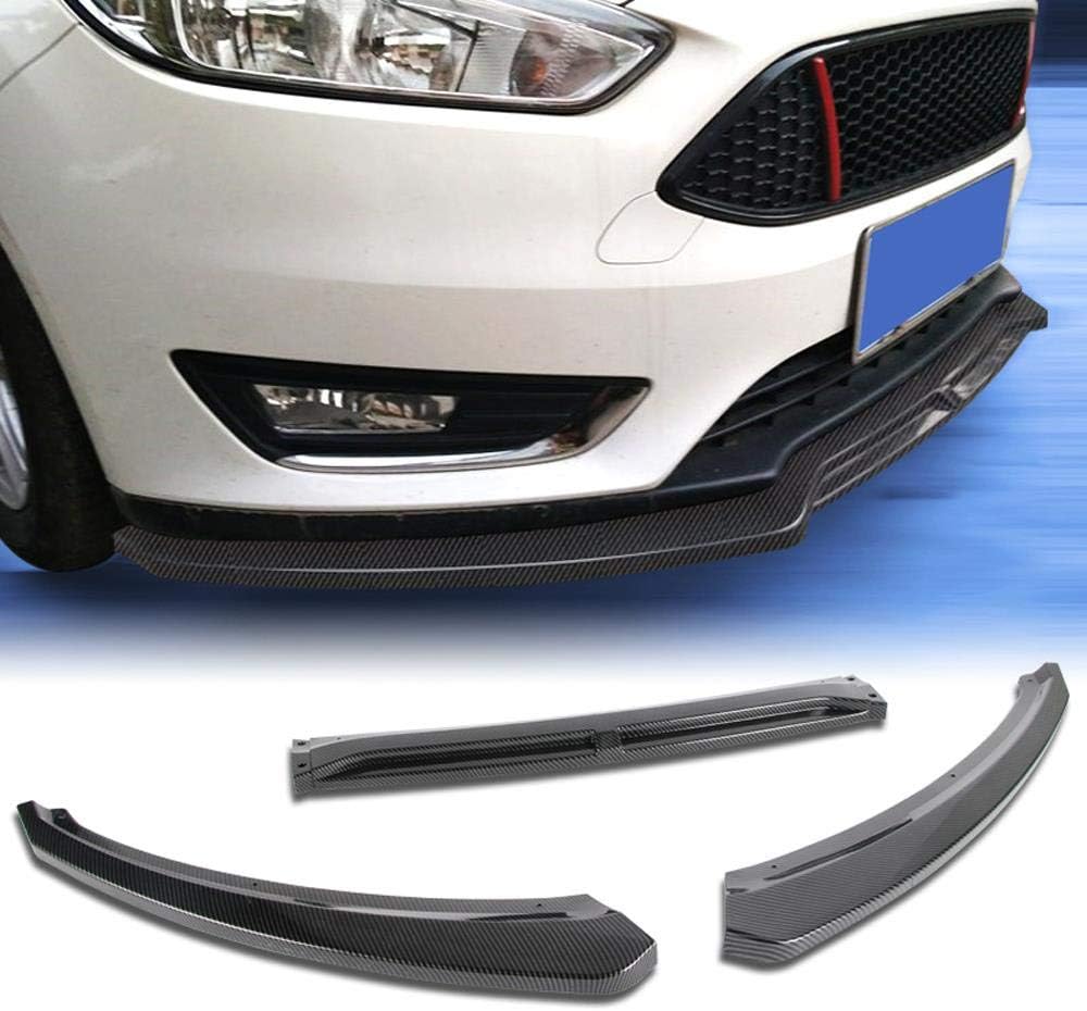 PU/662/PCF Carbon Fiber Print Front Bumper Body Kit Lip 3PCS Compaitble with 2015-2018 Focus