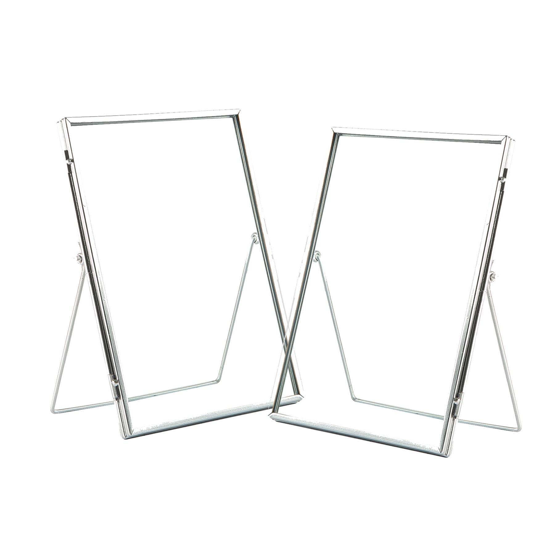 Nicola Spring Silver Metal Photo Frames - Fits Photo Size 6 X 8 (15 X 20Cm) - Pack Of 2 - A5 Picture Frame Portrait Orientation Freestanding Certificate Display Poster Case