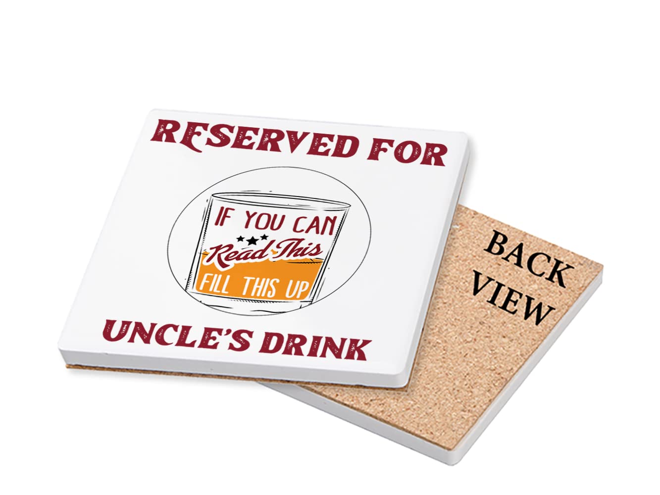 Getagift Uncle Coaster, Square Ceramic Coaster, Whiskey, Father's Day, Christmas, Birthday, Secret Santa, Office Desk, Drink Coaster
