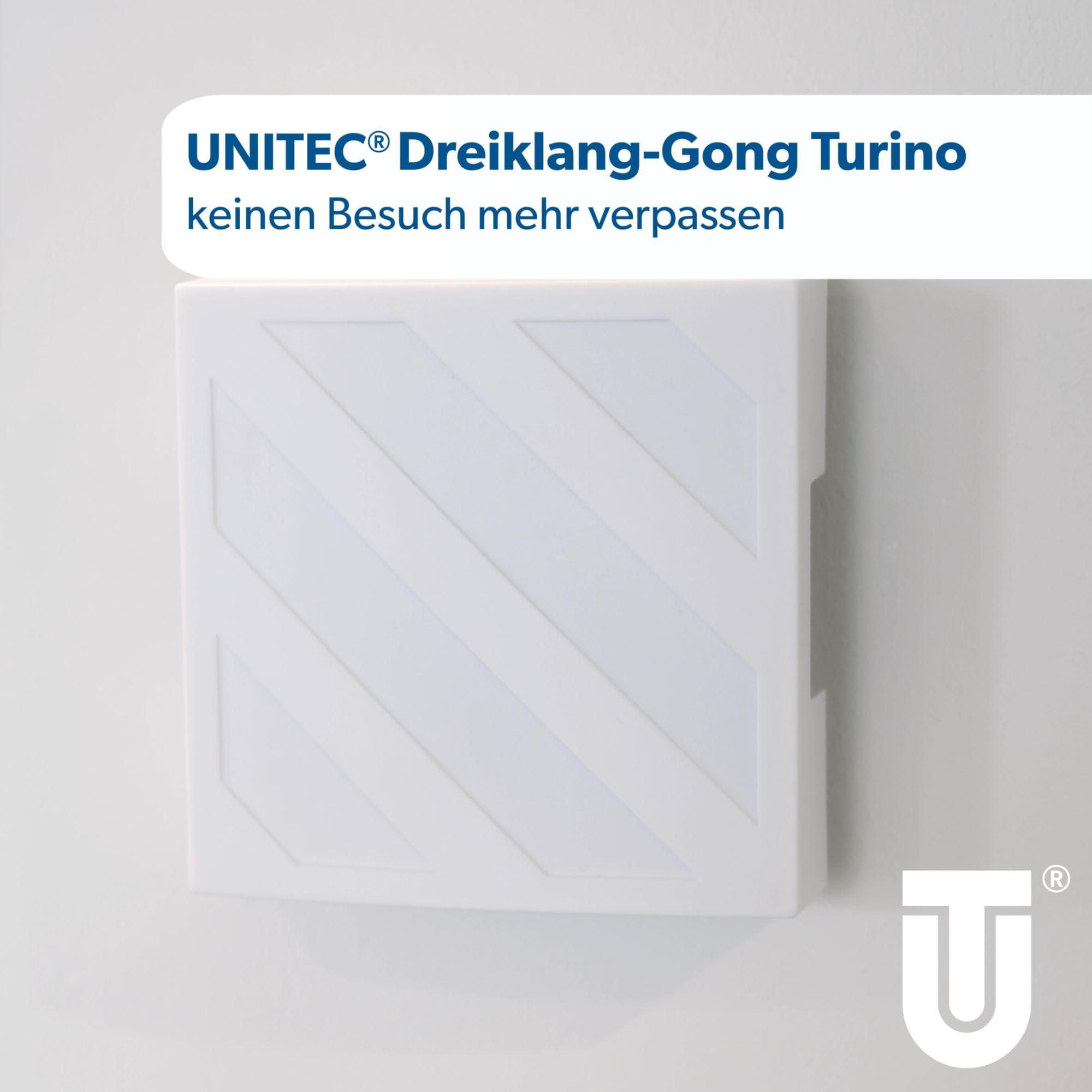 UNITEC Dreiklang-Gong Turino,elektronisch, 78-85 dB, IP20, Batterie- und Trafobetrieb, weiß