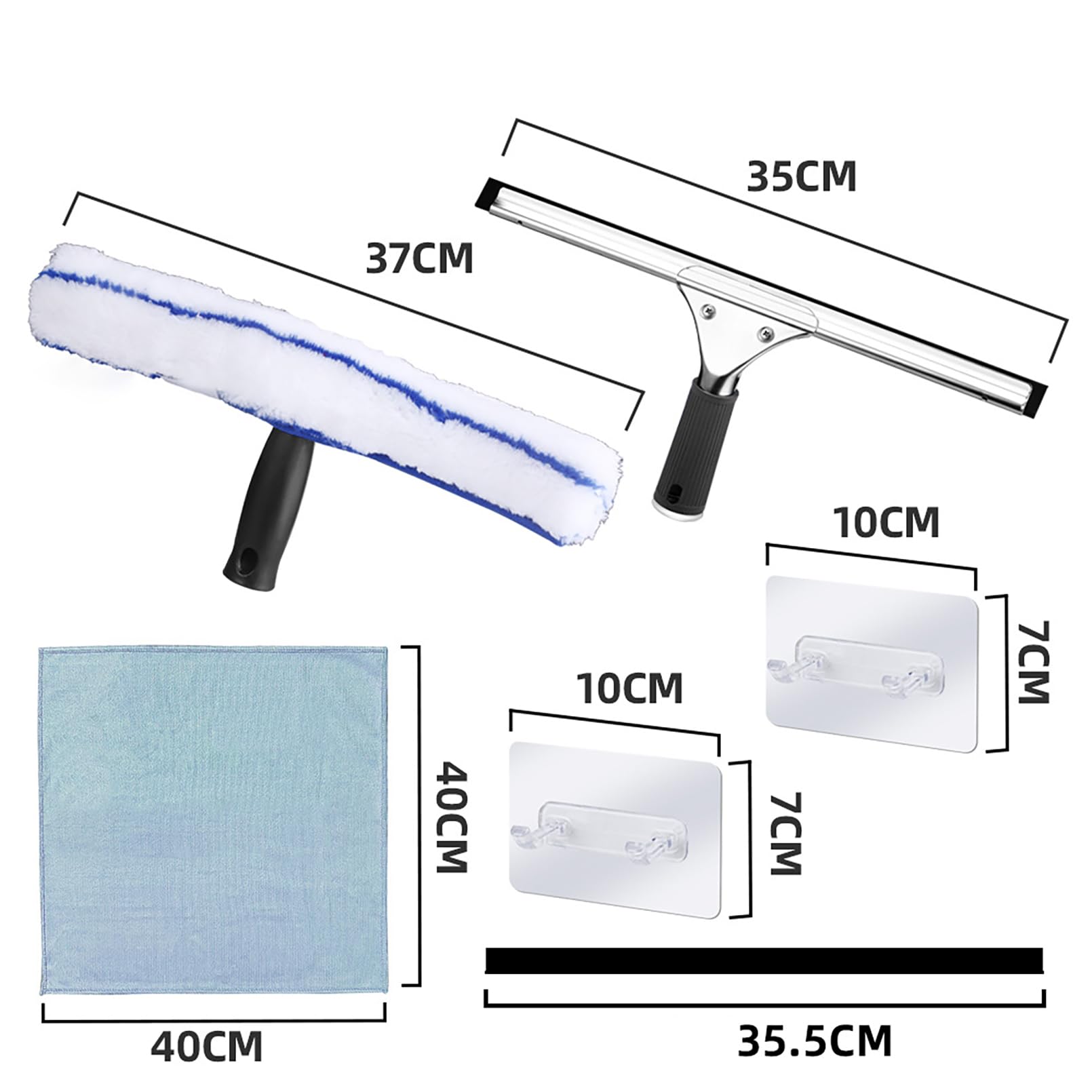 Unidades Profesional Limpiacristales 35cm, Microfibra Ventana Arandela 37cm para baño Cocina Espejo Ventana Cristales de Coche Azulejos