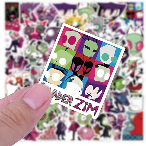 Miniatura 4 de 50 calcomanías divertidas de invasor de anime de dibujos animados ZIM Invader para motocicletas coches teléfonos pianos guitarras monopatines