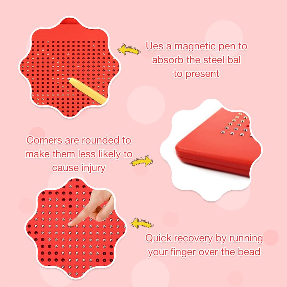 XEERUN 2 Pcs Magnetic Steel Ball Drawing Board with Pen, Magnetic Drawing Board for Children, Magnetic Doodle Board Tablet for Kids, Educational Toy for Children's Drawing, Doodling and Writing - Image 2