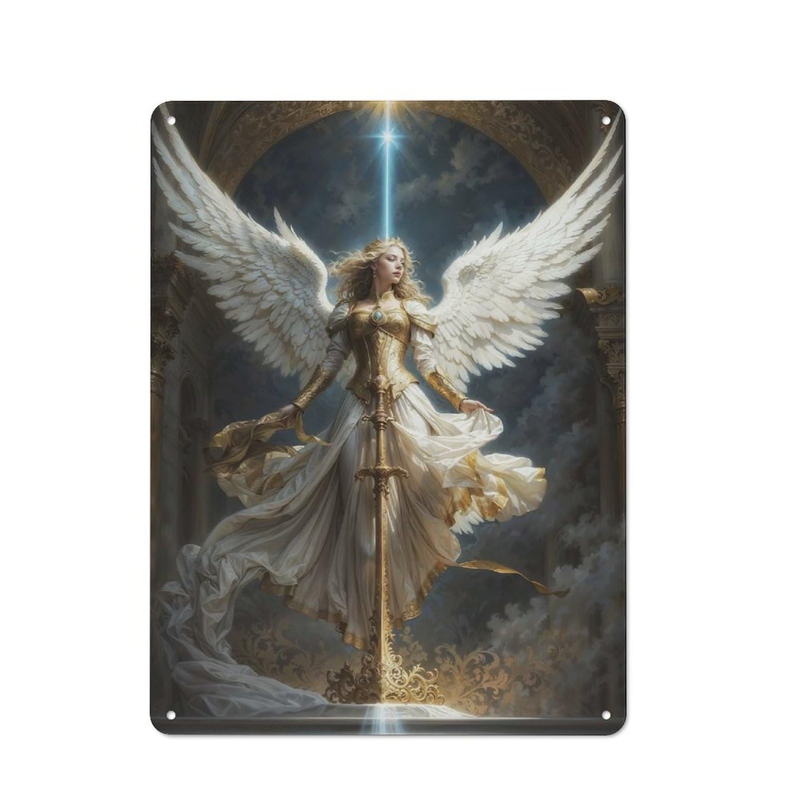 Junmoney Divine Archangel Decorative Tin Sign 40X30cm, Old Fashioned Vintage Wall Decor For Lounge, Study, Pub Or Wall Gallery