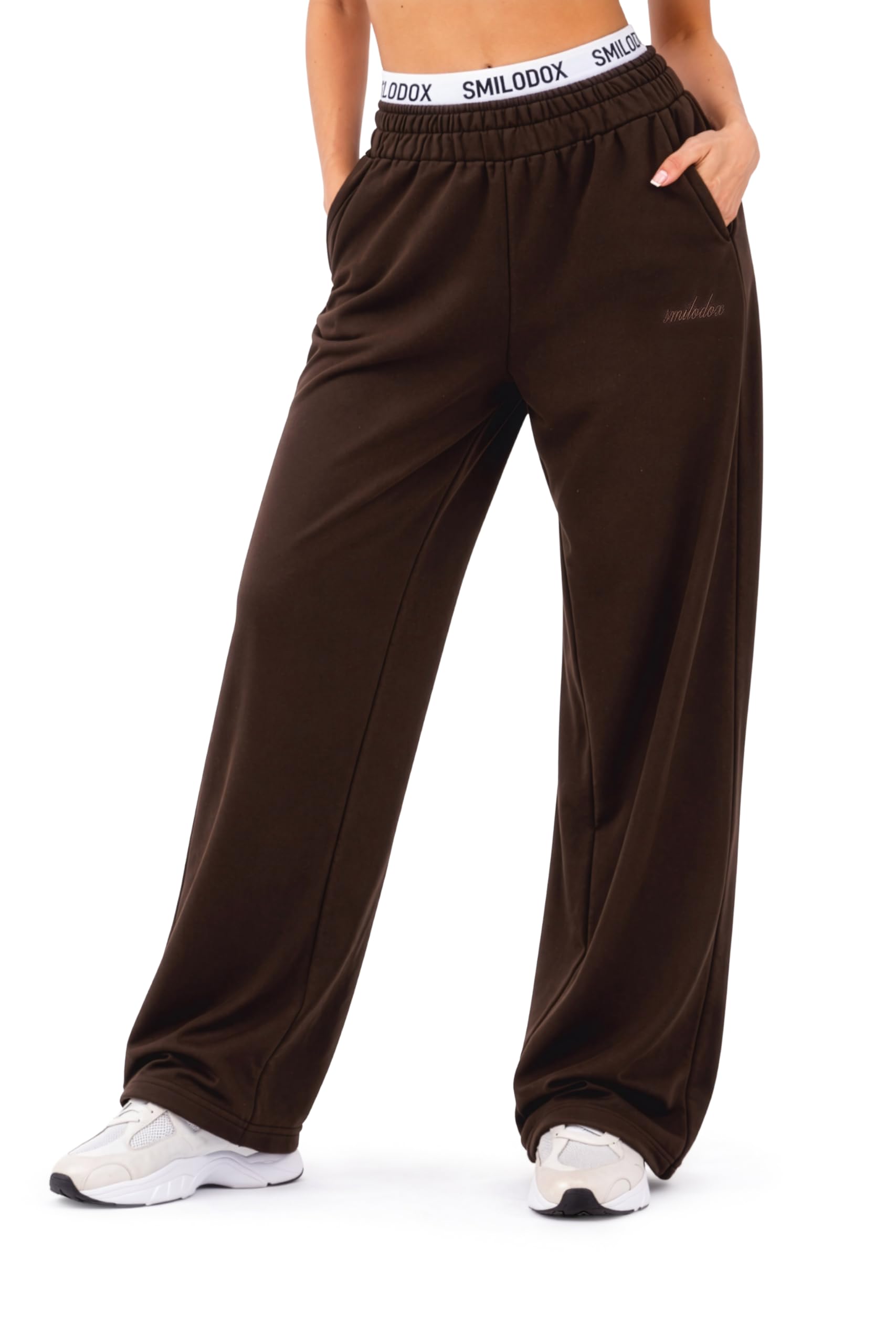 SMILODOX Jogginghose Damen Sirel, Oversized Fit Wide-Leg Trainingshose, Sweatpants mit elastischem Bund, Verstellbarer Kordelzug, Lässige Silhouette, für Gym, Freizeit und Homewear