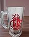 Flamengo Glass Beer Mug (Flamengo Copo De Vidro),Clear with Red Logo, Traditional Pint Style, Drinking Cup 16 Ounces