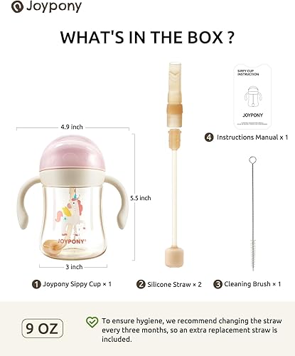 Miniatura 6 de Vasos para sorber para niños pequeños de 1 a 3 años, vaso con popote con peso a prueba de derrames con asa para bebés de 6 meses en adelante, 2