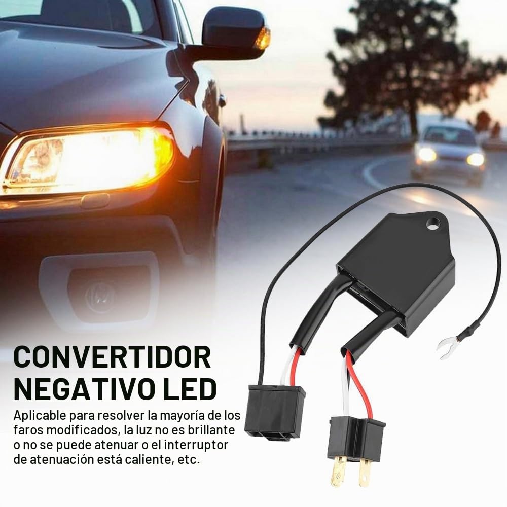 Convertidor de Polaridad, 2 Piezas Convertidor Negativo de Aleación LED, Adaptador de Arnés de Interruptor Negativo, Inversor Polaridad para H4