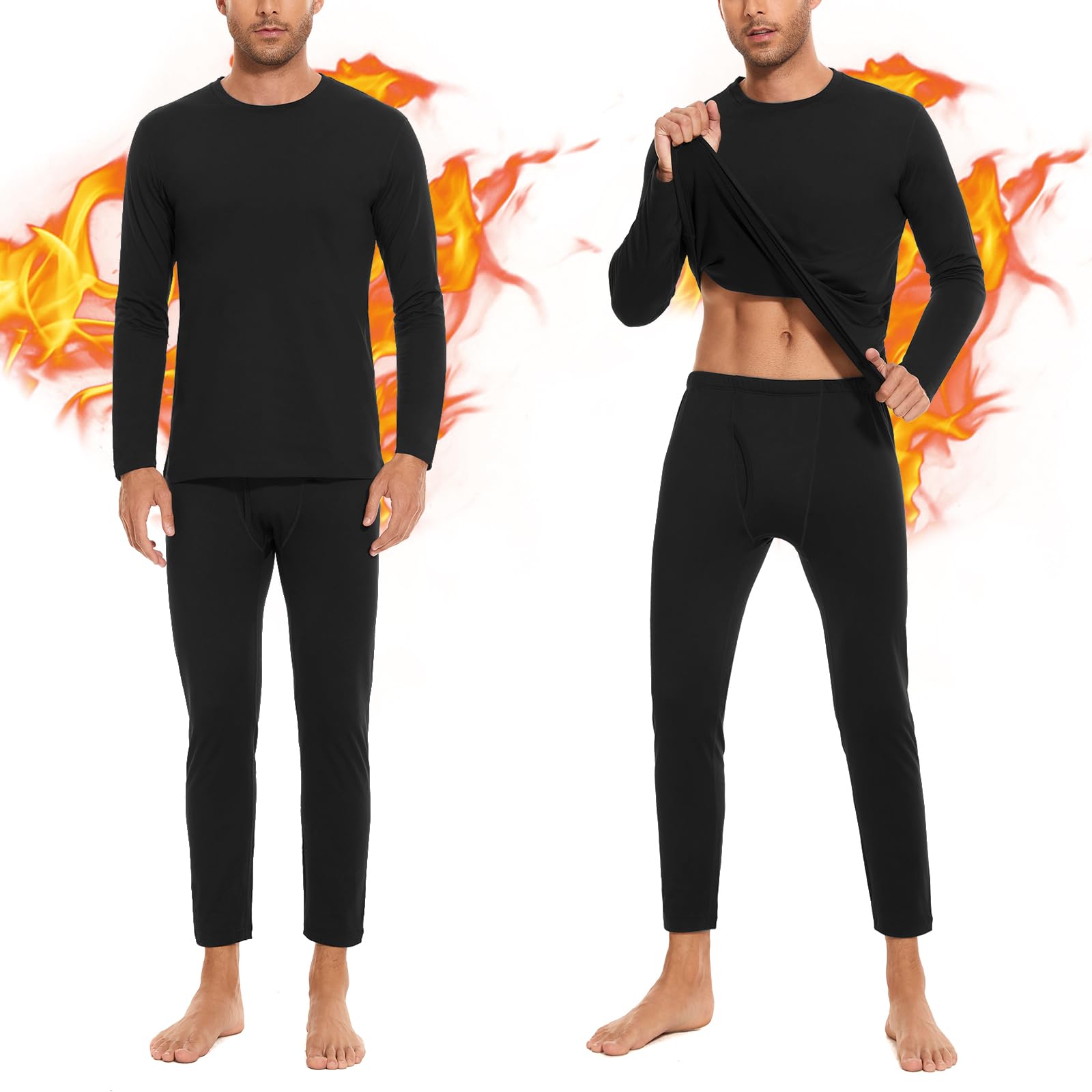SIMIYA Thermal Underwear Set for Men Long Johns with Fleece Lined
