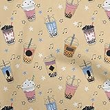 oneOone Cotton Cambric Dark Beige Fabric Ice Cream Sewing Craft Projects Fabric Prints by Yard 42 Inch Wide