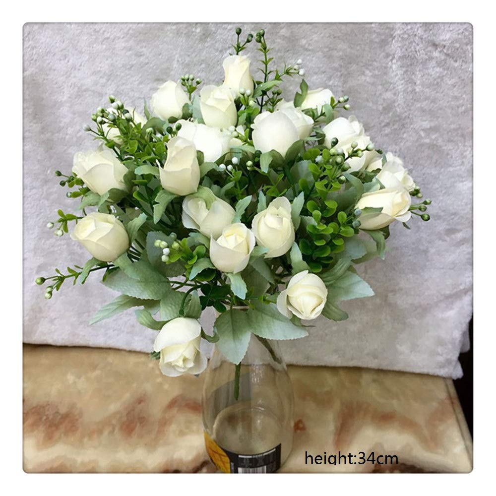 Bouquet di Fiori Artificiali di Seta Rose da Sposa Sposa con Fiori Finti Bouquet per La Decorazione del Giardino di Casa Fiori Artificiali di Seta 34cm