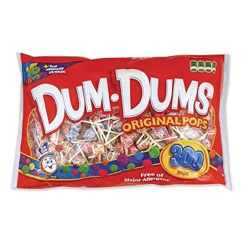 Dum-Dum-Pops, Assorted Flavors, Individually Wrapped, 300/Pack