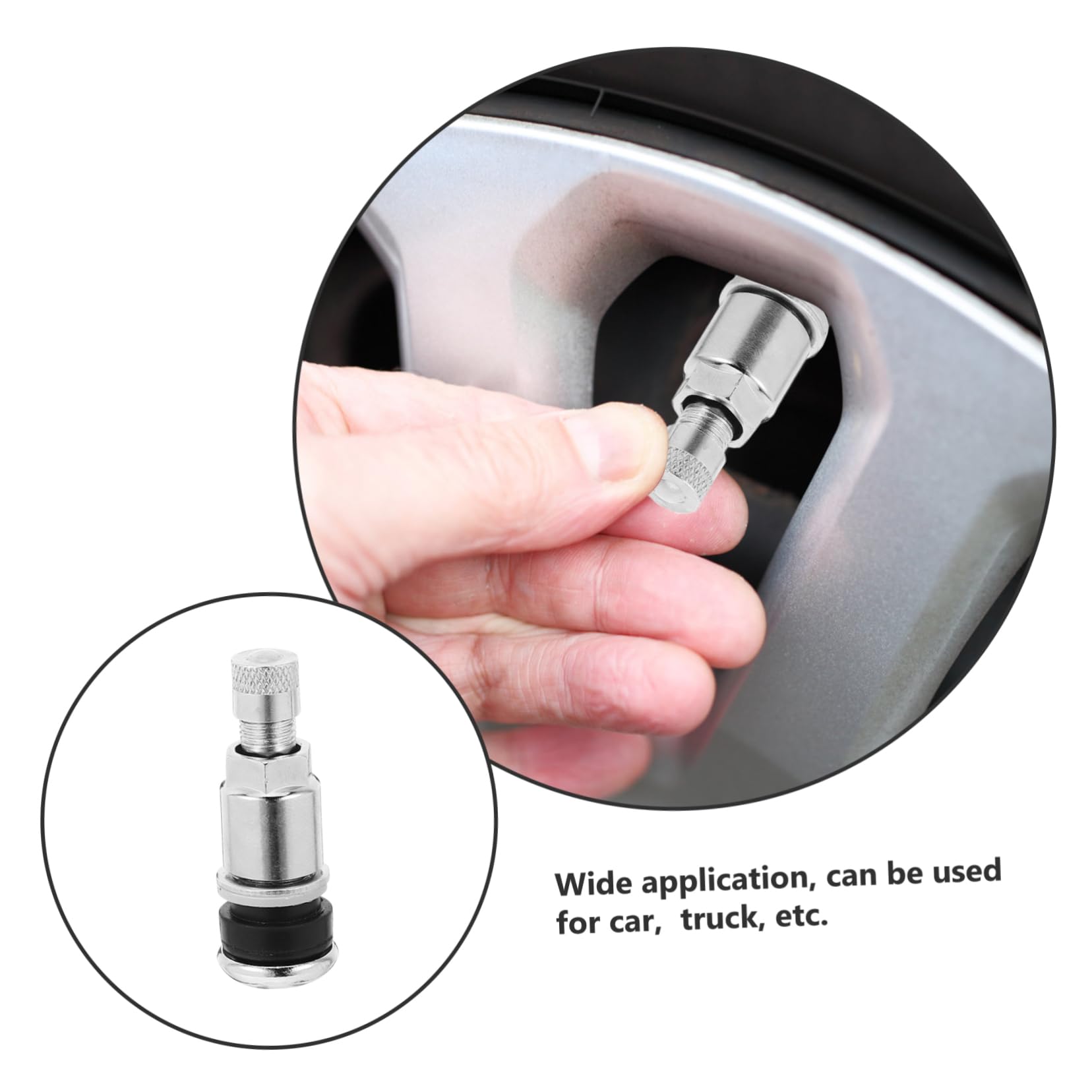 Tiges de Valve de Pneu sans Fuite d'air Résistant à l'usure 10pcs en Acier 45 Couleur Argenté pour Voiture et Camion