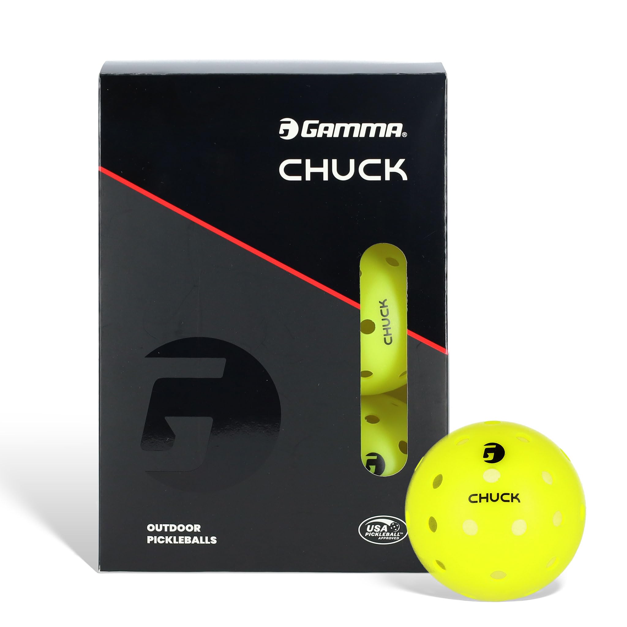 Gamma Chuck Tournament Pickleballs for Outdoor Play, Symmetrical 38-Hole Design Meets USAPA Standards, 6 Pack