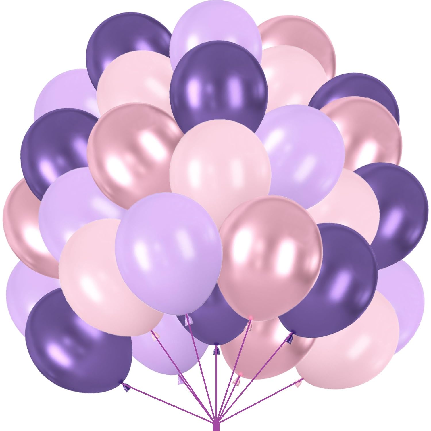 60 Stück Luftballons Rosa Lila, Metallic Pink Helium Ballons Pastell Lila Rosa Latex Luftballons Violett Partyballons für Geburtstag Hochzeit Wedding Engagement Baby Shower