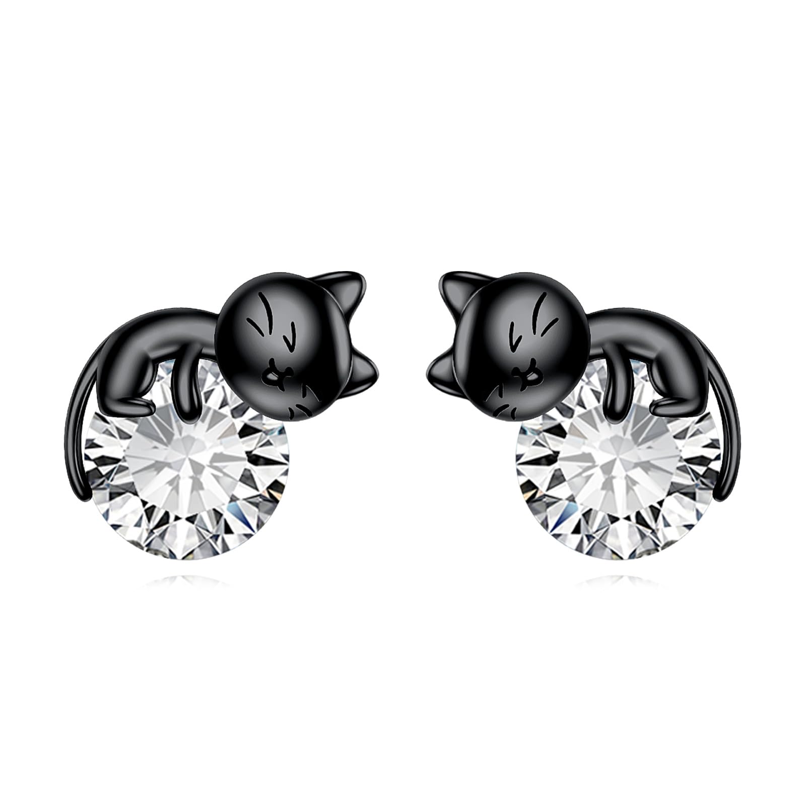 Vadmans Katze Ohrstecker Ohrringe für Damen Sterling Silber Katze Geburtsstein Ohrringe Schmuck Geschenk für Damen