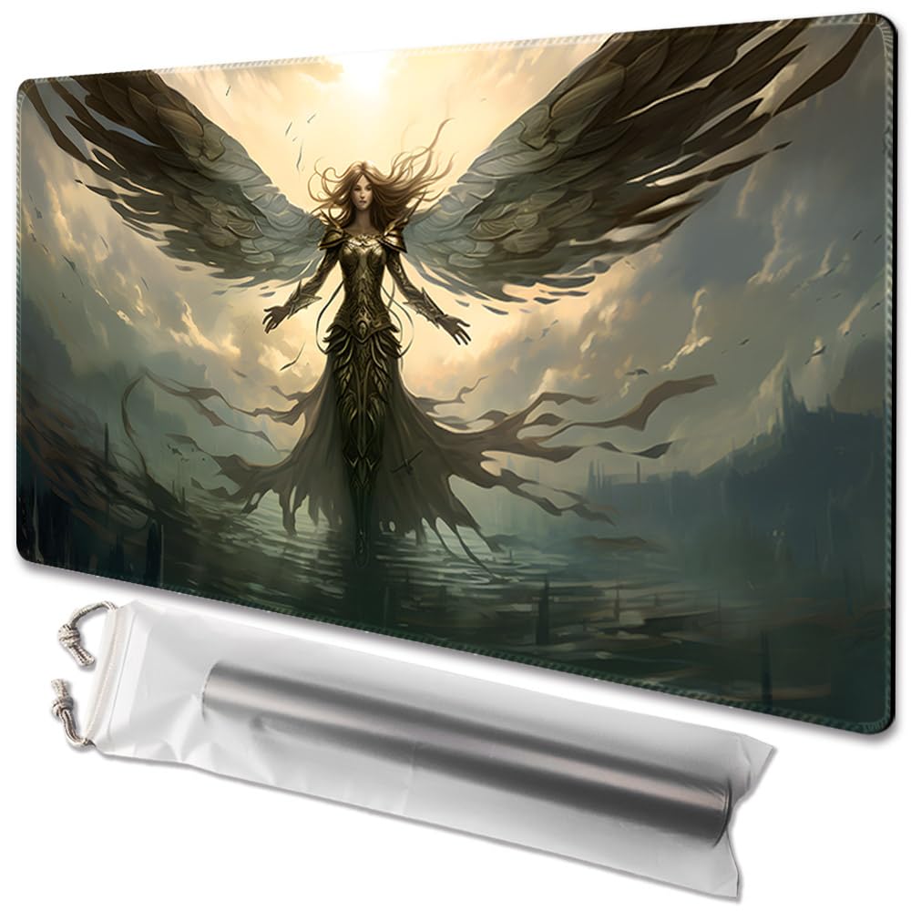 MTG Playmat Size 24x14in Free Storage Bags Non-Slip Backing, Ideal for Card Game Enthusiasts TCG Playmat (Disaster befalls)