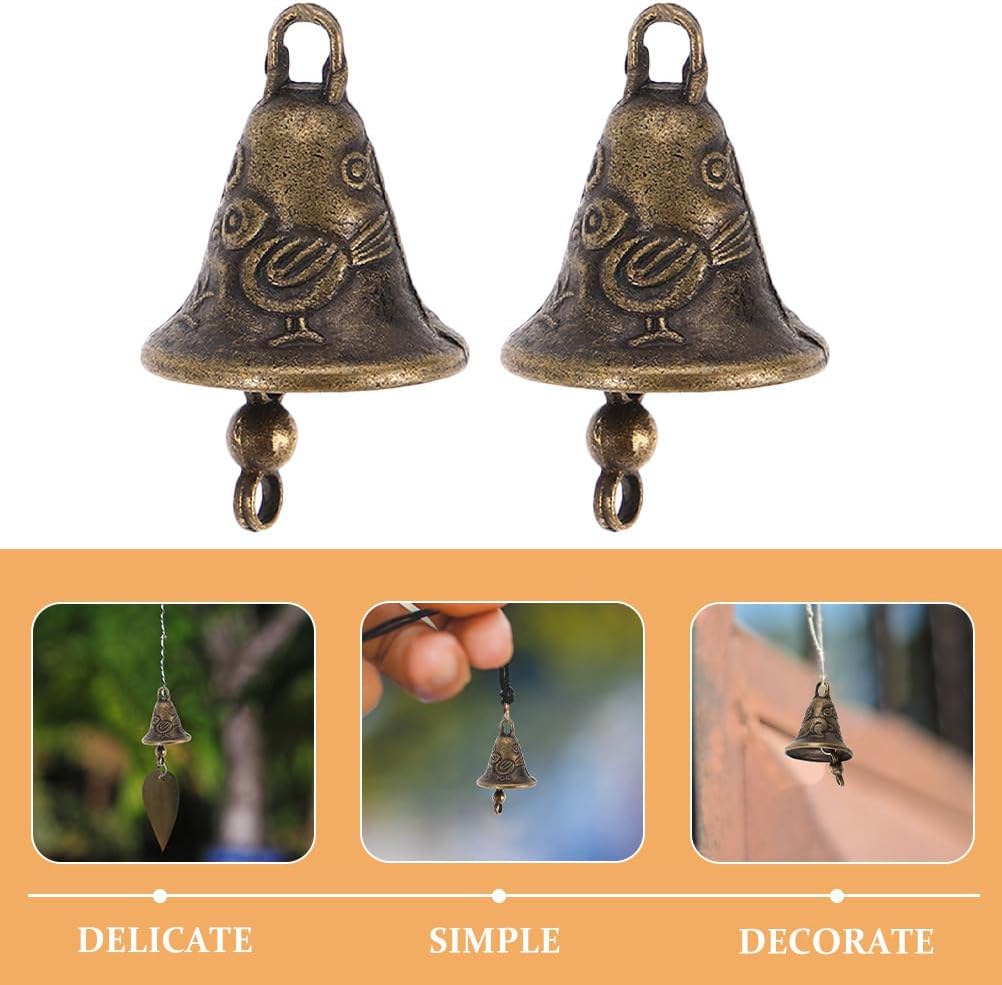 TOYANDONA 10 Pcs Craft Small Brass Carved Bells: Mini Vintage Bells Small Rustic Country Jingle Vintage Bronze Tone Miniatures for Dog Collars, Pet Charms, Christmas Tree Ornaments, Holiday Creations