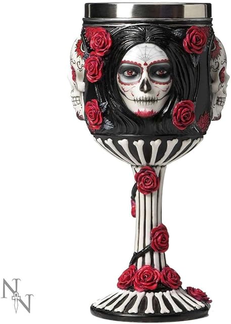 Nemesis Now Sugar Skull James Ryman Goblet 19.5cm Black, Resin w/stainless steel insert, One Size