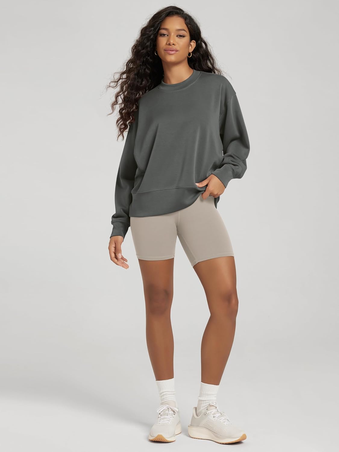 ODODOS Modal Soft Long Sleeve Oversized Sweatshirts for Women High Crew Neck Relaxed Pullover Tops - Image 4