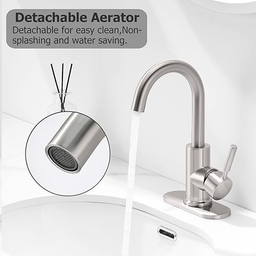 Miniatura 6 de Phiestina Grifo de baño de un solo orificio de 4 pulgadas, NS-SF01-ORB+WE08-BN