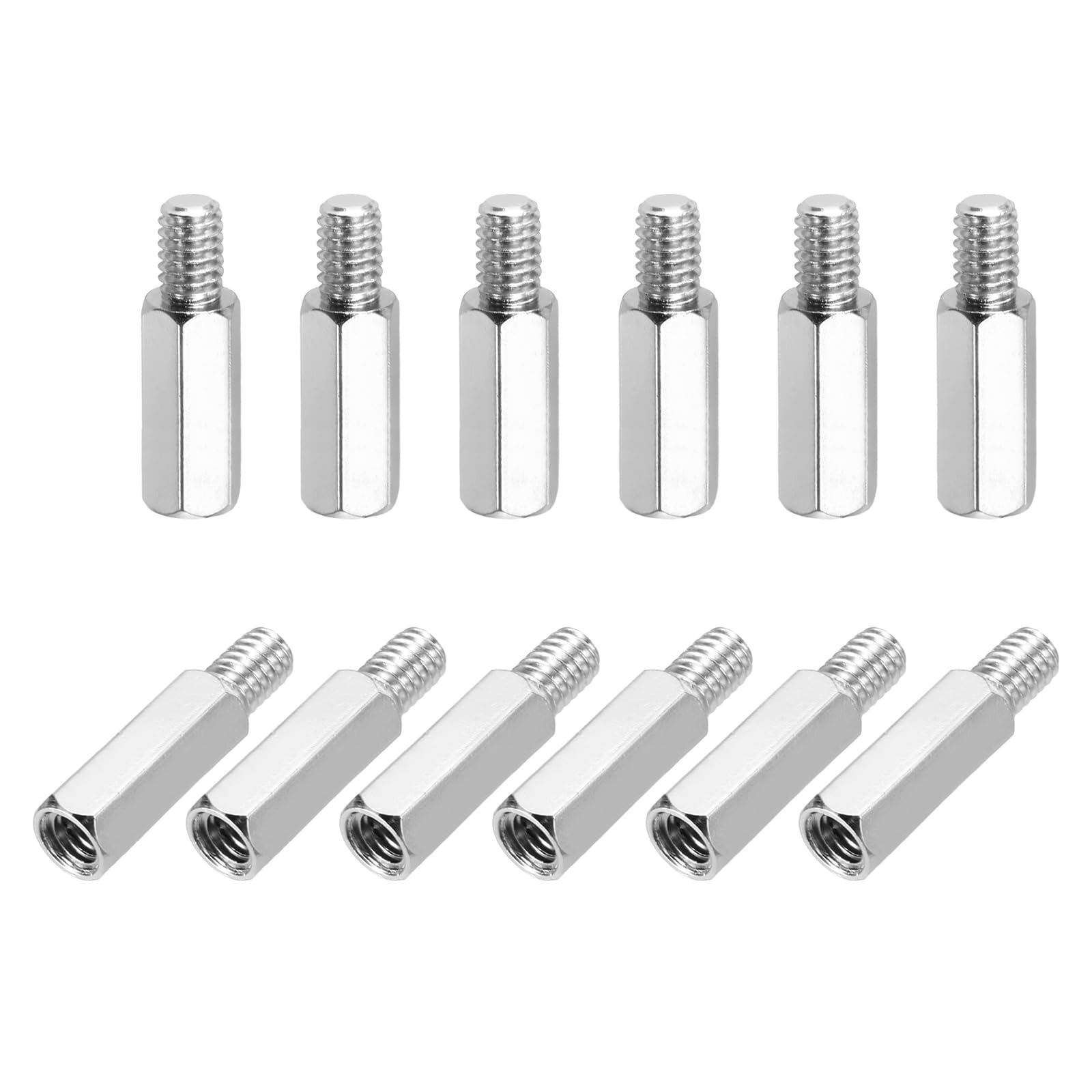 sourcing map Hex Spacer Screws, M4x16mm+6mm Male to Female Thread Brass Nickel Plated Motherboard Standoffs Spacer Pillars for PCB Circuit Boards FPV Quadcopter Drone DIY, Pack of 12