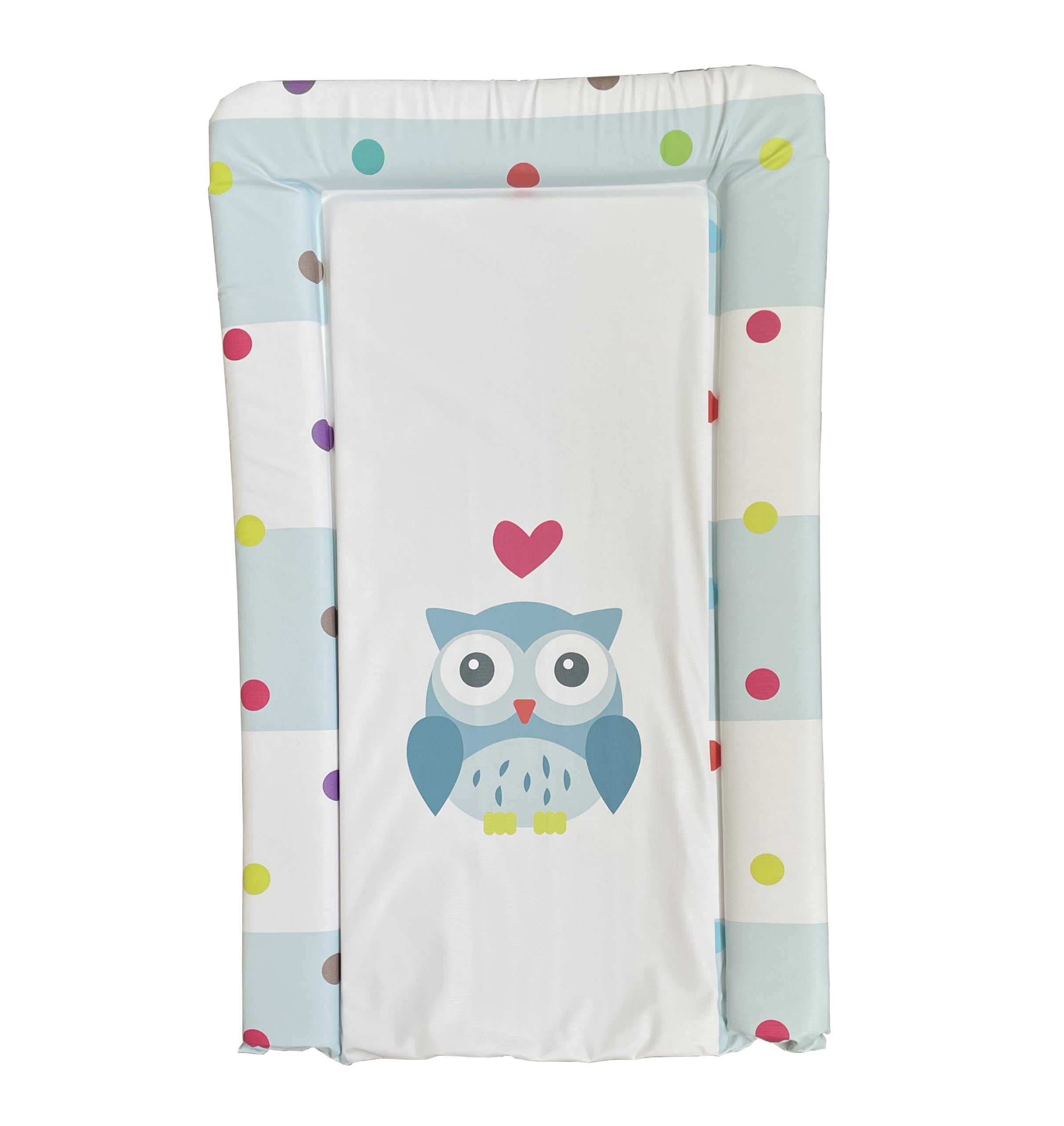 Babybase Baby Changing Mat – Padded with Raised Sides | Non-Toxic Waterproof PVC | Easy Clean| Newborn & Infant Changing Pad (Love Owl)