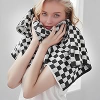 Vista 2 de Juego de 4 toallas de mano para baño, algodón suave y absorbente, juego decorativo, lindas toallas de baño en blanco y negro, 13 x 29 pulgadas